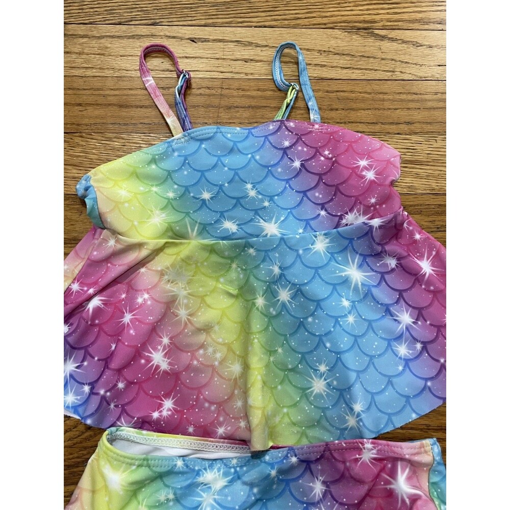 Girls Mermaid Swimsuit 2 Piece Size 4Y Multicolor Kids Bathing Suit - Picture 2 of 5